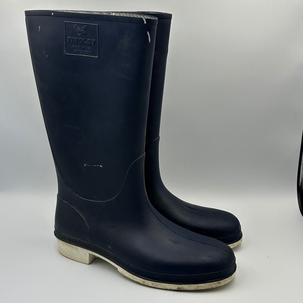Tingley Rubber Rain Boots Men 10 Navy Blue Waterproof Workwear Gorpcore USA made